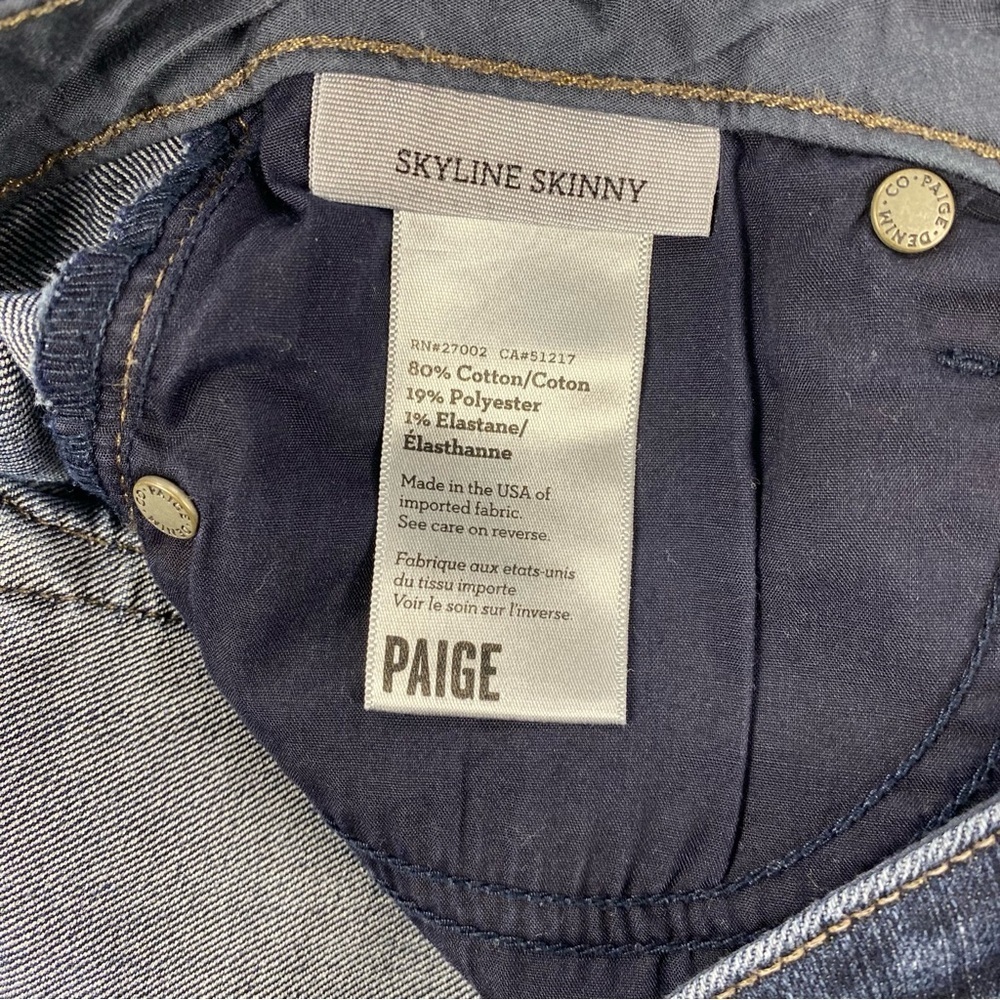 PAIGE Women’s Skyline Skinny Jeans Dark Blue Size 26 - Picture 9 of 14